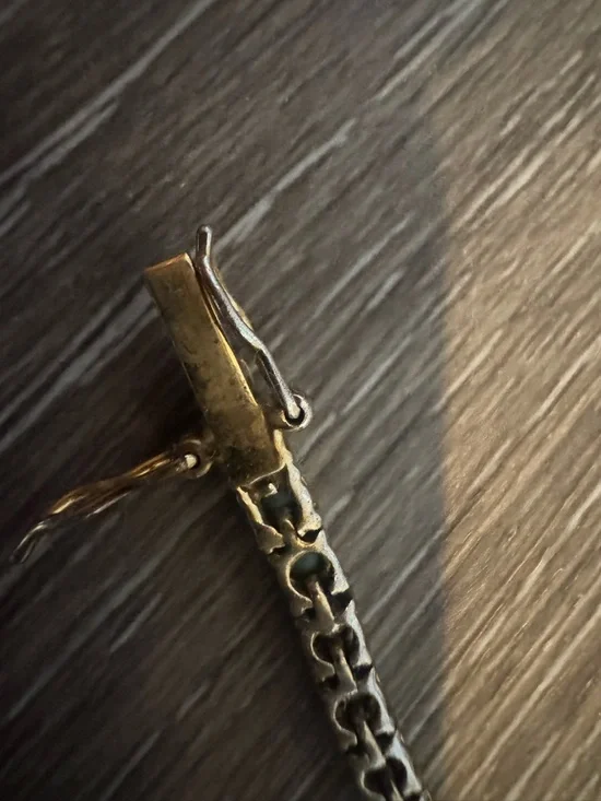 Joan Rivers vintage faux turquoise tennis bracelet in gold tone - Picture 6 of 7